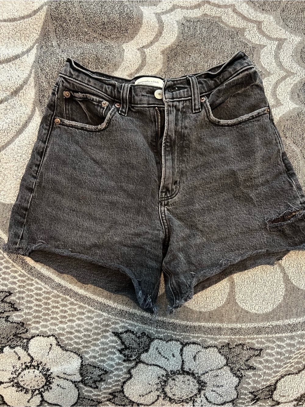 Abercrombie & Fitch Black High-Rise Denim Shorts